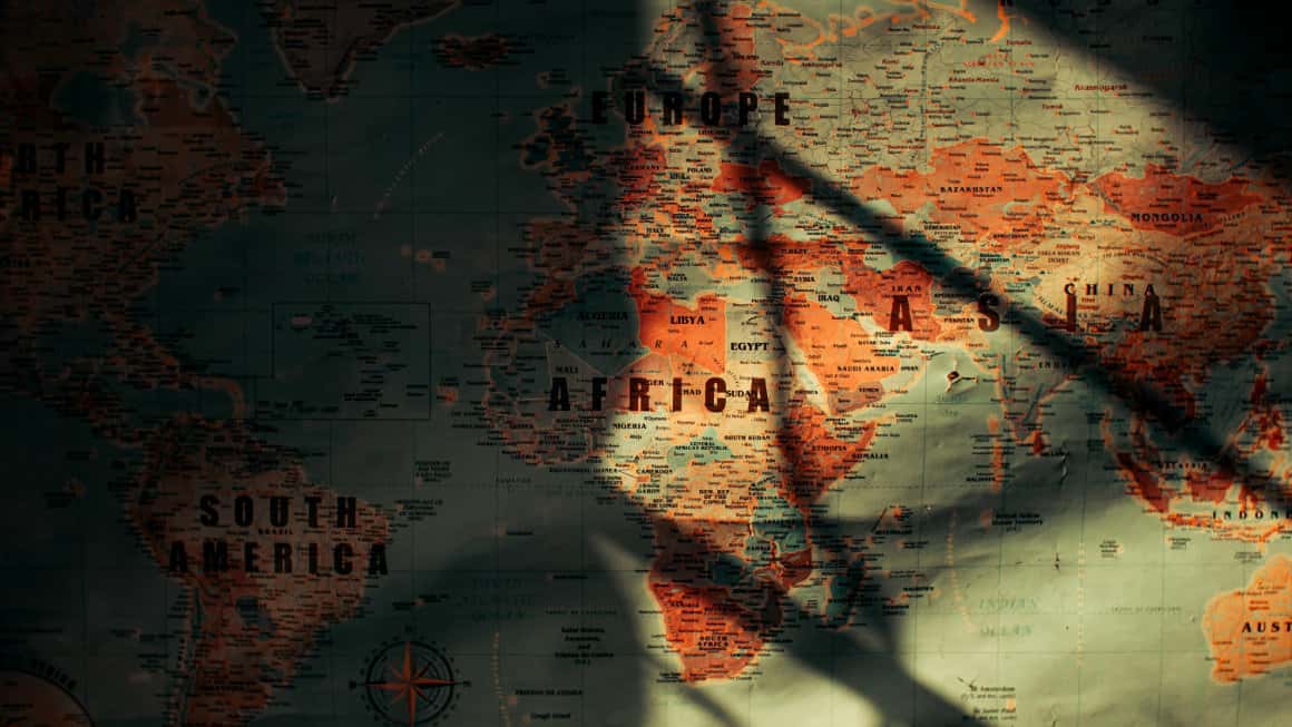 World map with the different continents